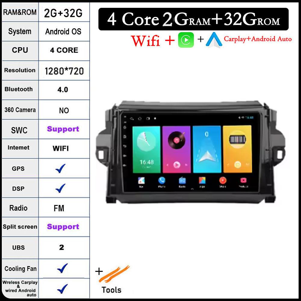 

9 lnch Android 14 для Toyota Fortuner 2016 - 2021 Автомобильный Радио Мультимедиа Видео Плеер Навигация GPS Стерео Авто 4G Let