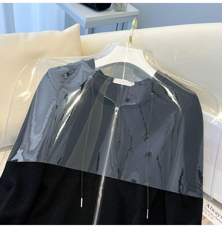 2023 Korean Style Women's Slimming Short Hooded Sweatshirt with Double-Headed Zipper