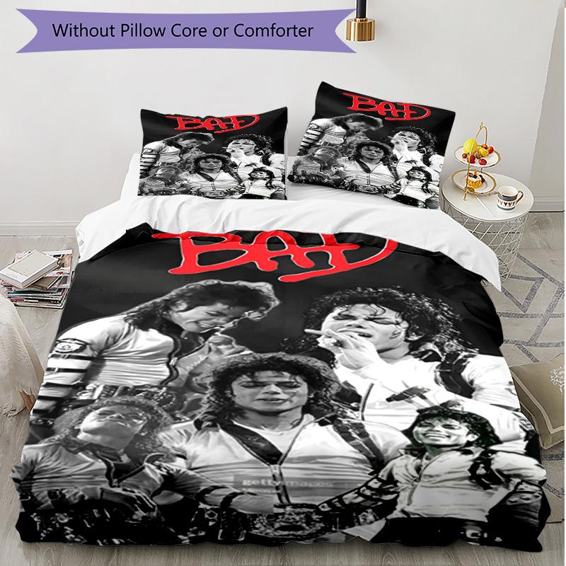 3pcs Duvet Cover Set (1*Duvet Cover + 2*Pillowcase, Without Core), Michael Jackson Print Soft All‑Season Bedding Set, Home Bedroom Decor Gift