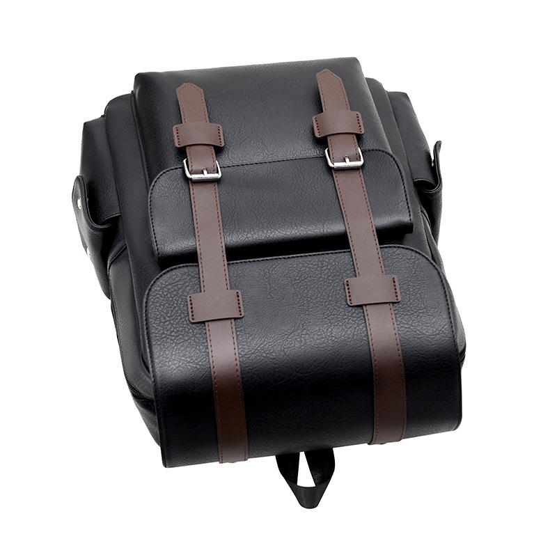 Large-Capacity PU Leather Backpack for Business, School, and Travel