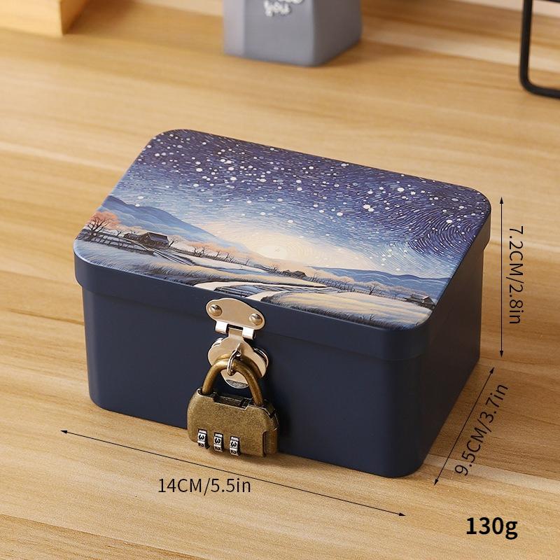 Secret Decorative Storage Box Small Metal Keepsake Container Tin Case with Lock and Key for Kids Girls Boys Gift Home Decoration