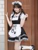 MEYOIJK Cute Checkered Maid Sexy Cat Maid Plus Cute Lolita Halloween Includes Cat Ear for Maid Cafes and School Festivals White Women's Costume,