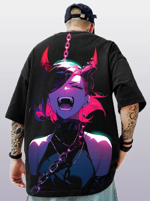 

3D new summer Japanese anime character print men s casual T-shirt street trend men s tops large size loose short-sleeved T-shirt 5XL