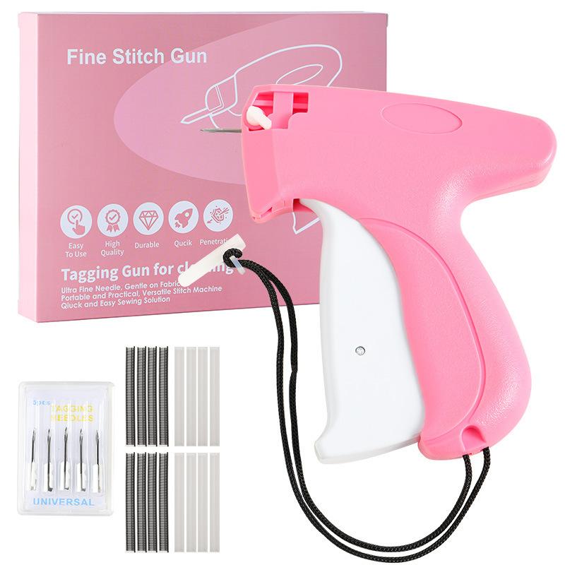 

Пистолет для шитья одежды, ручной швейный мини-пистолет для микро-маркировки, в комплект входит 5 игл, 1000 черных застежек и 1000 белых застежек