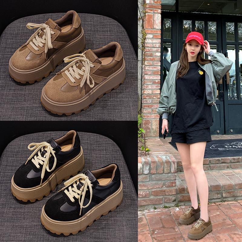 Buty Dexun gruba podeszwa wewnętrzne podwyższenie wysokości damskie nowe matowa skóra retro casual moda sportowe buty deskorolkowe buty dla studentek