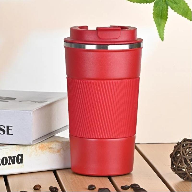 Edelstahl Isolierte Reise-Kaffeebecher Auslaufsicherer Deckel 6H Wärme-Kälte-Speicherung Rutschfester Griff Für Pendeln Wandern Camping
