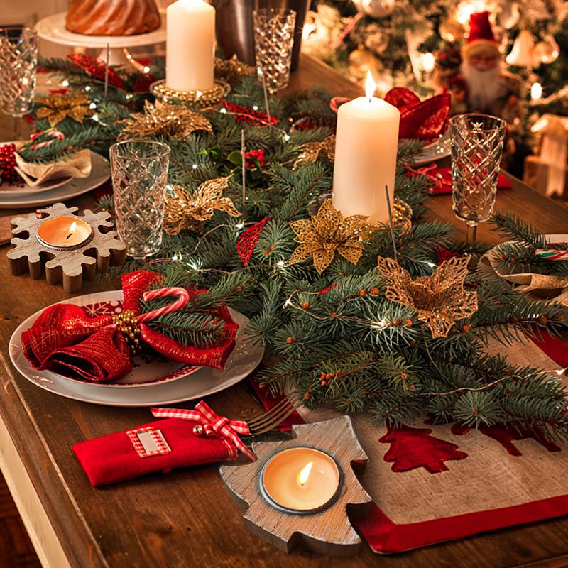 Christmas Tree Snowflake Wooden Candle Holder Candlestick 2023 Christmas Decorations For Home Xmas Table Ornaments New Year Gift