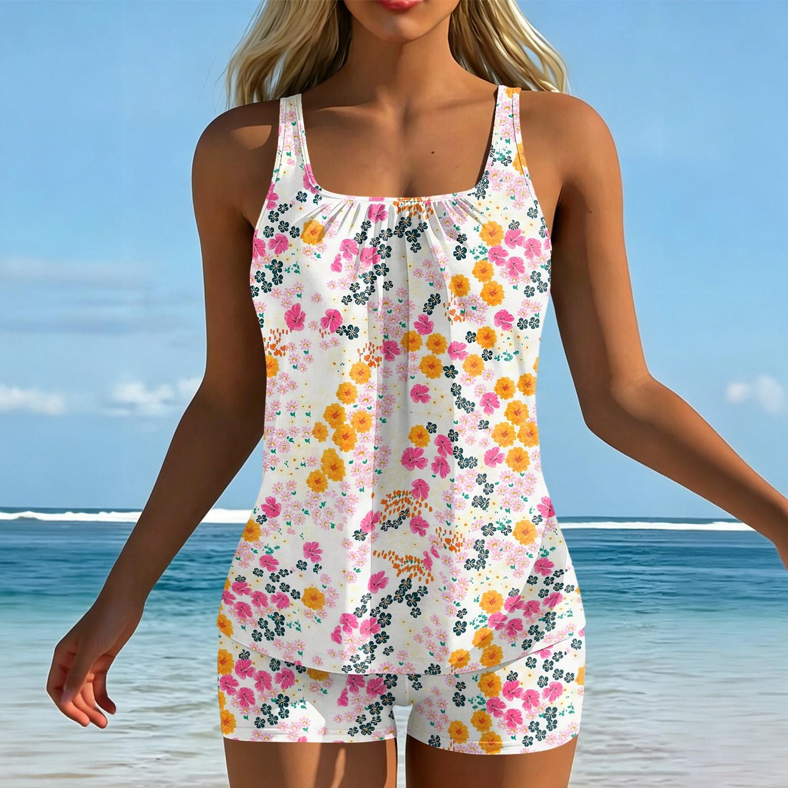 Women s Printed Split Swimsuit Sport Swimsuit Two-Piece Set L