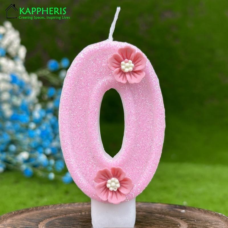 Pink Birthday Candles Flower Birthday Candle 1 Years Baby Girl Cake Topper Decoration Flower Honey Bee Candles