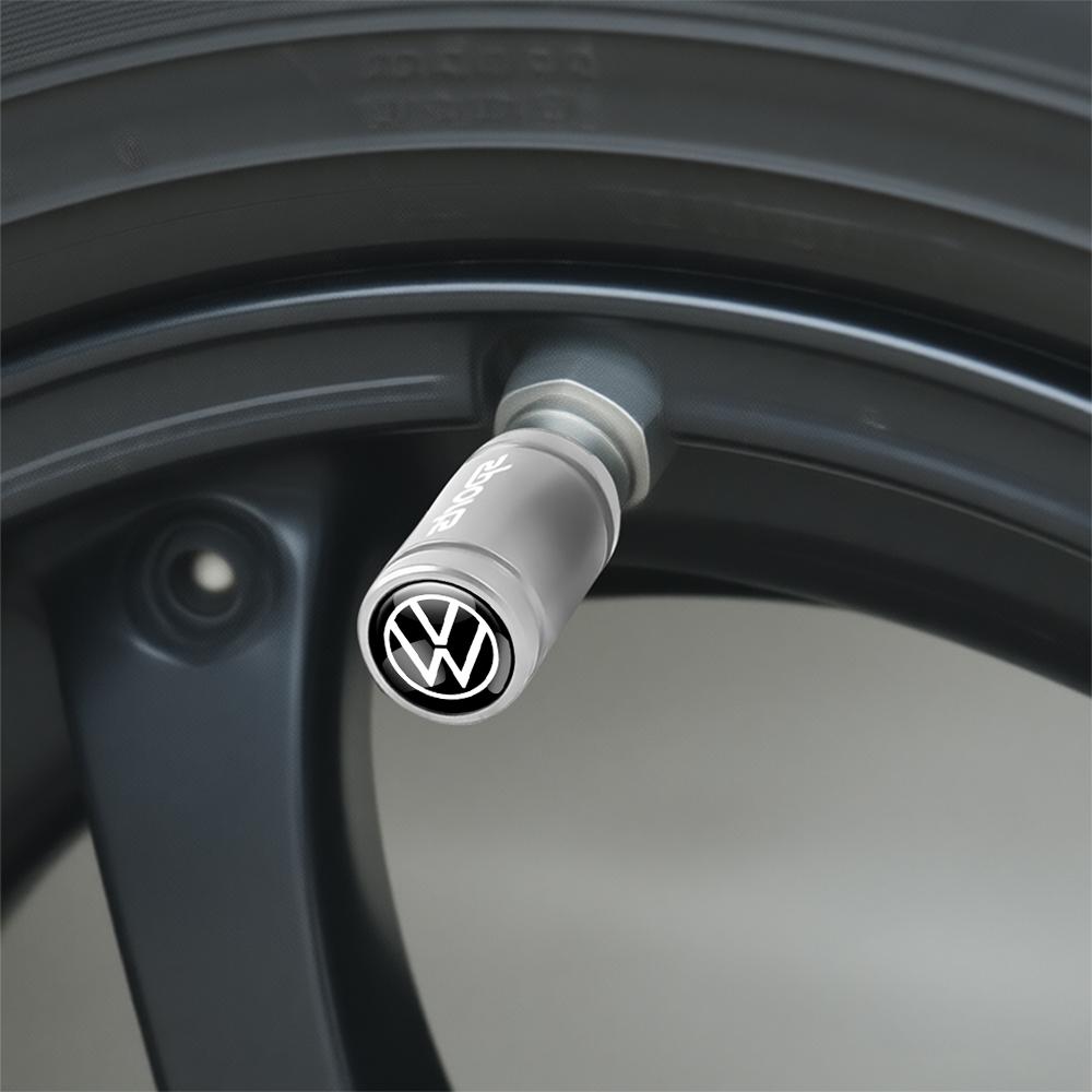 4Pcs Car Aluminum Metal Wheel Tire Valve Caps Stem Cover For Volkswagen VW R Polo Passat Rline Golf Tiguan Jetta GTI ID.3 Touran zr4