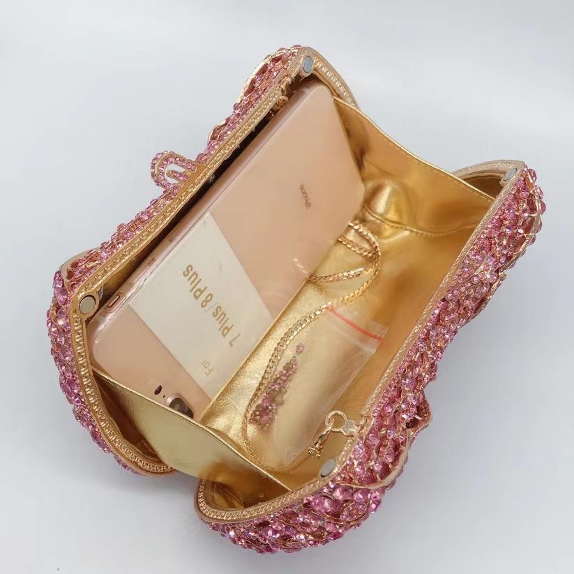 Große Strass-Abendtasche mit Schleife Clutches Kristalltaschen Silber/Grün Damen Hochzeits-Dinner-Handtaschen Diamant Damen Party Abschlussball-Clutch