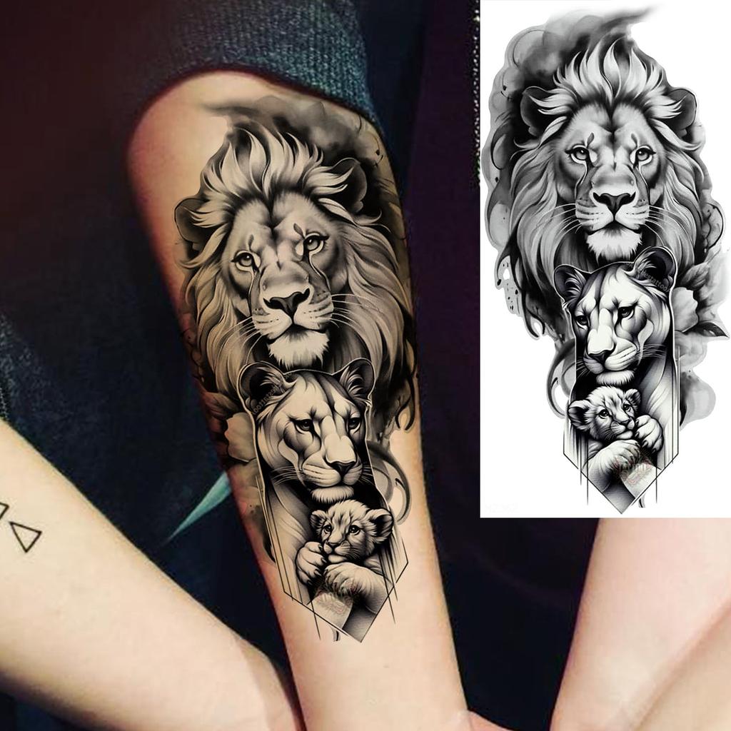 1 Sheet Realistic Lion Owl Tiger Temporary Tattoos Waterproof Long Lasting Fake Tattoo Sticker For Men Women Adults Temp Tatoos