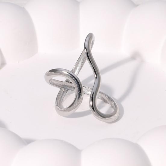Finger Ring Open Adjustable Fit Women Ring Stainless Steel Texture Exaggerated Unconventional Lines Design Finger Band Jewelry Gift