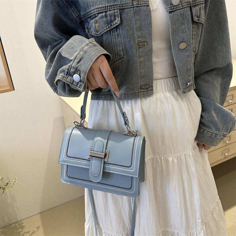 New Fashion Crossbody Bag Embroidered Line Trendy Women's Bag Texture Trendy Small Square Bag Fashionable Handbag Shoulder Bag