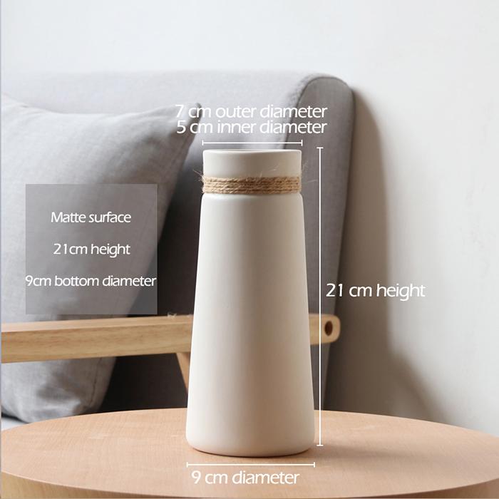 

Modern Minimalist Flower Vase White Ceramic Matte Vase with Hemp Rope for Dried Flower Centerpiece Crafts Home Table Decoration
