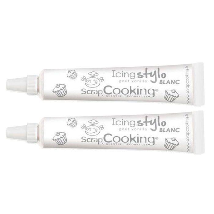 2 stylos de glaçage blancs goût vanille