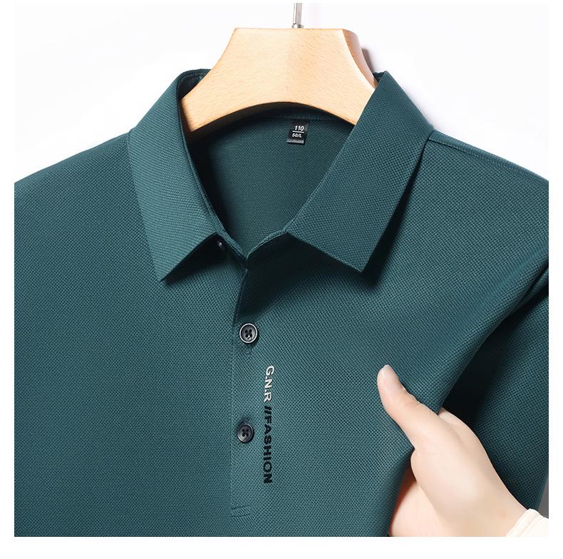 Men's Summer Ice Silk Short Sleeve Lapel T-Shirt - Versatile, Trendy, Cool, and Casual.
