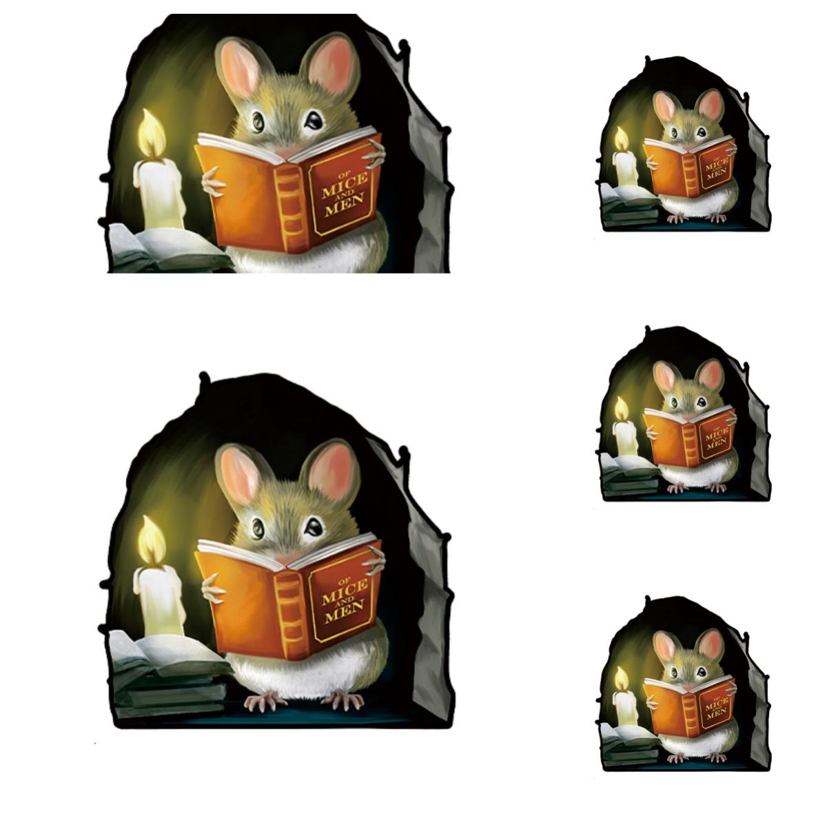 

Рождественская наклейка на стену с мышью, мышь для чтения книг, настенная 3D наклейка, забавная очаровательная наклейка на стену, угловая наклейка, детская комната, детская Рождественский декор 5pc