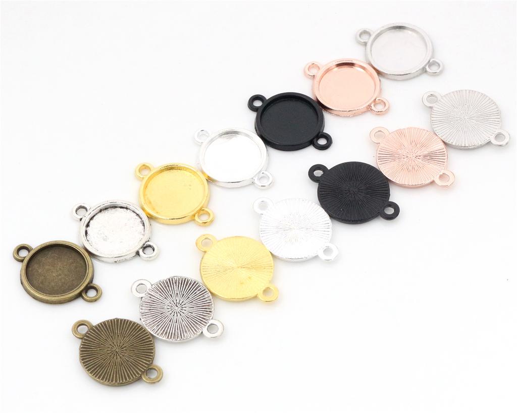 8/10/12/14-30mm Inner Size Classic 7 Colors One Sided Double Hanging Simple Style Cabochon Base Setting Charms Pendant