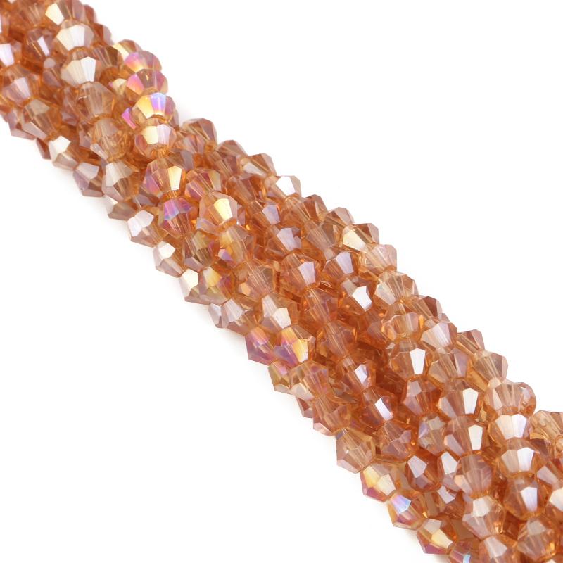 Apx 95pcs/Strand 4mm Shiny Crystal Beads Bicone Beads Faceted Glass Beads Loose Spacer Beads for Bracelet DIY Jewelry Making