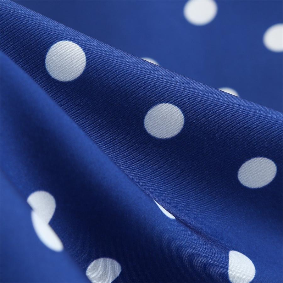 Retro Women's V Neck Short Sleeve Polka Dot Print Lace Up Waist Dress