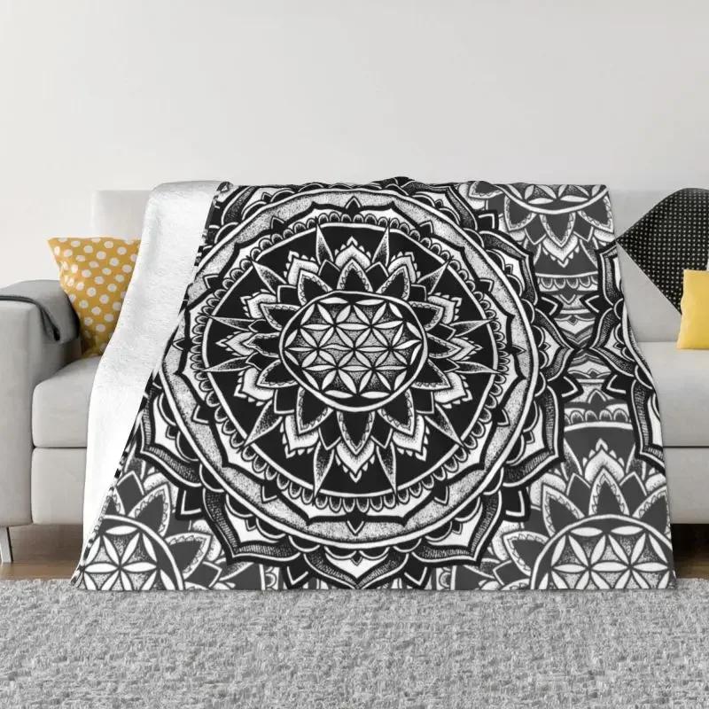 Flower Of Life Sacred Geometry Blanket Flannel Fleece Geometric Pattern Mandala Throw Blankets for Travel Bedding Couch Quilt