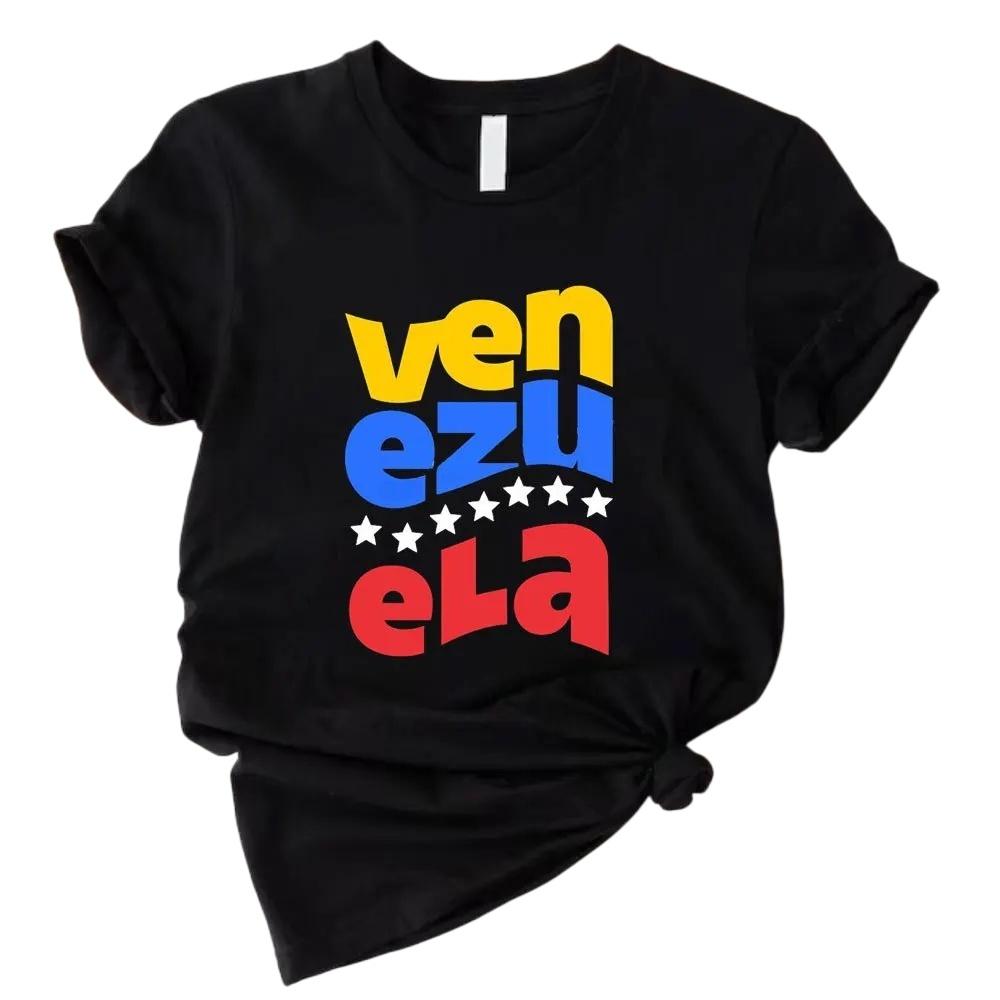 Cotton Shirt with Venezuelan Flag Printed on It Traditional South American Shirt 2026 Summer Fashion Women Cotton Loose Tshirt