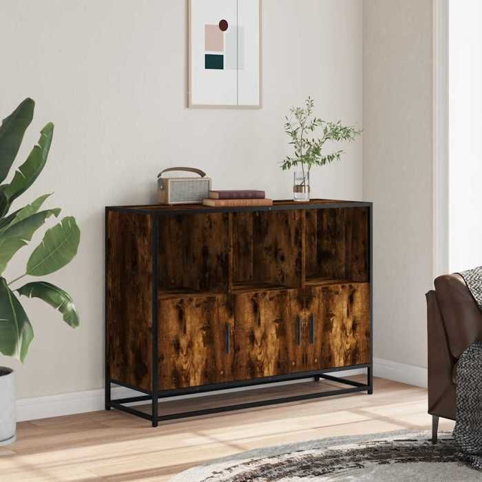VidaXL Buffet Smoked Oak 100x35x76 Cm Engineered Wood, Storage Cabinet, Entryway Furniture, Accent Furniture, Furniture of 849031