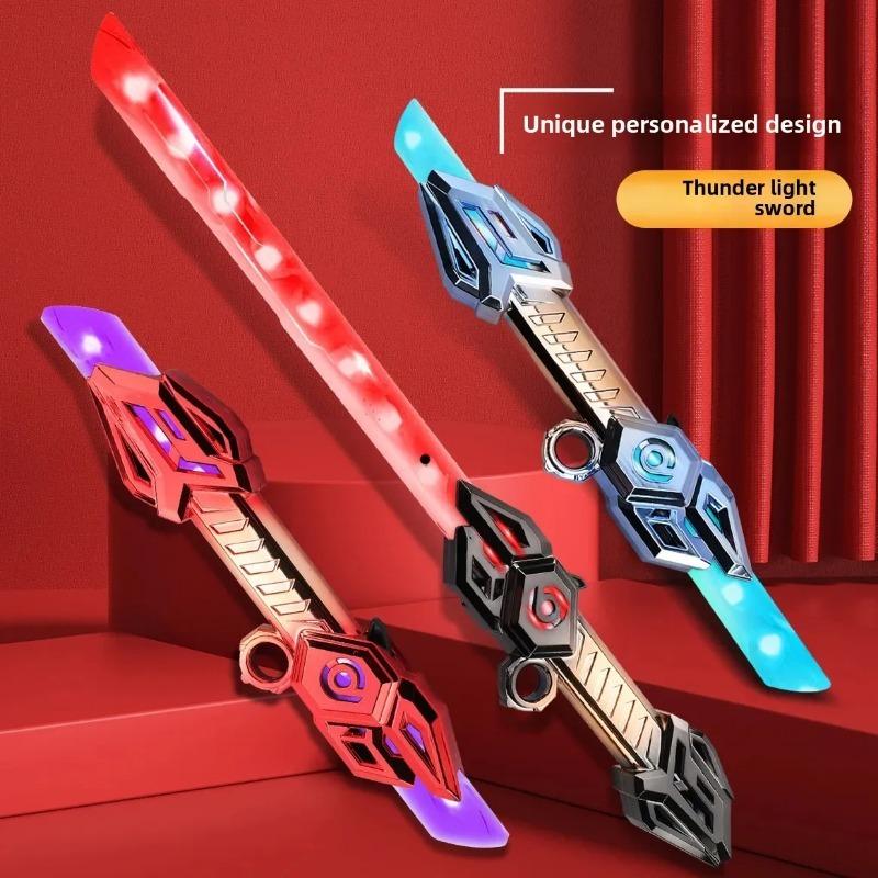 Revolving Laser Sword Retractable Flashing Double-Edged Children Luminous Toy,Light Up Swords Saber and Realistic Handle for Kid,Expandable Light Toy