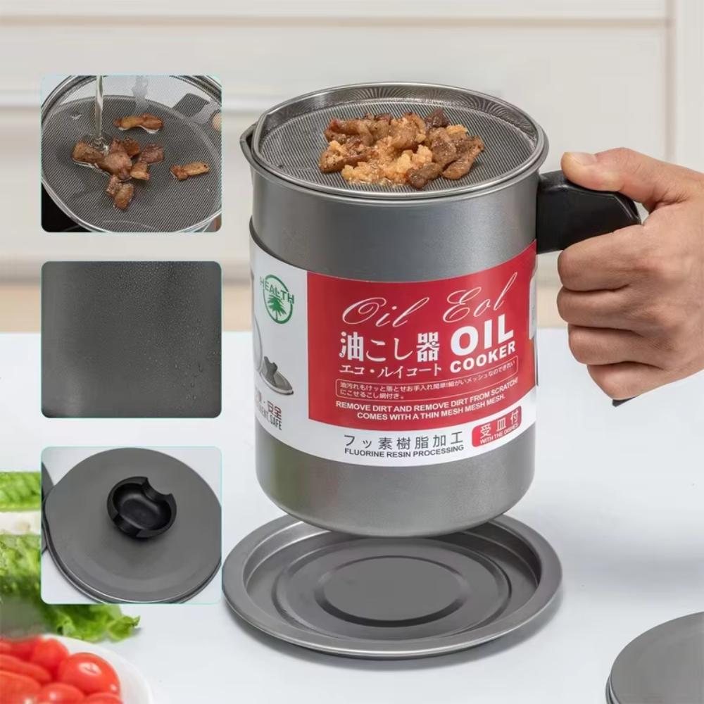 Stainless Steel Oil Filter Pot Japanese Style Grease Container Storage Oil Tank Fried Food