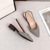 Zapatos de tacón Slingback para mujer Punta fina Cerrados Tacón bajo grueso Zapatos de salón para oficina Boda Fiesta Zapatos de vestir para mujer Sandalias de verano casuales sin cordones con tacón de bloque