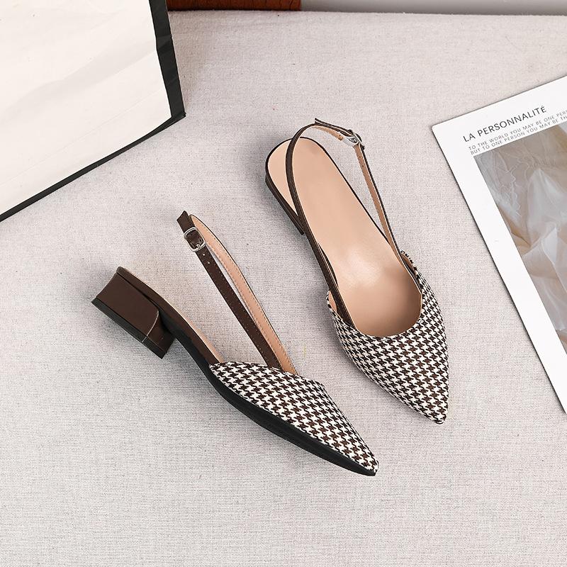 Zapatos de tacón Slingback para mujer Punta fina Cerrados Tacón bajo grueso Zapatos de salón para oficina Boda Fiesta Zapatos de vestir para mujer Sandalias de verano casuales sin cordones con tacón de bloque