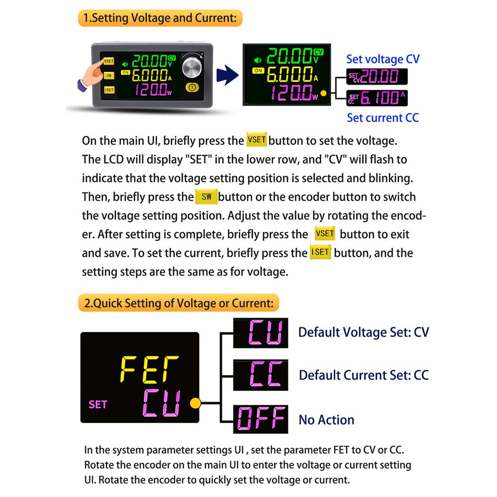 Regulator digital de tensiune pentru curent continuu Modul de alimentare Unghi de vizualizare complet VA Display LCD color