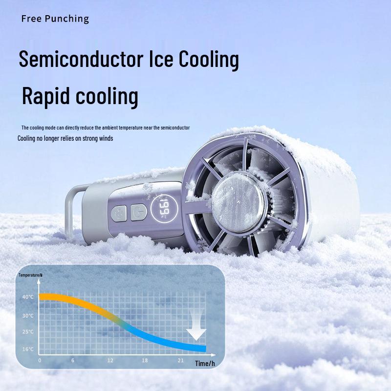 Rechargeable USB Handheld Mini Fan with Digital Display & Ice Pack Pocket