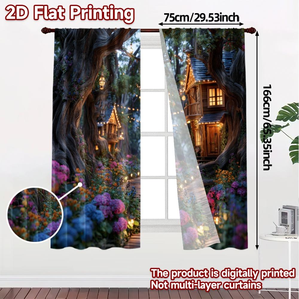 Set Of 2 Flat Printing Curtains Without Rod Fairytrail Chic Print Durable Polyester Fabric Decorations Curtain Made