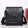 Crocodile-patterned Leather Men's Single-shoulder Bag, Men's Business Casual Vertical Crossbody Bag, Leather Messenger Bag