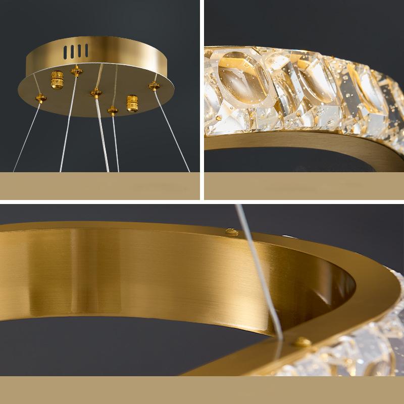 New Ring Crystal Chandelier Lamp Modern Minimalist Creative Luxury Bedroom Chandelier for Dining Room LED Crystal Pendant Lights