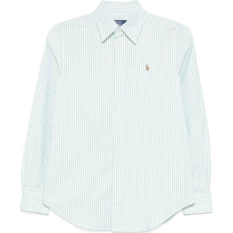 

Polo Ralph Lauren Рубашка женская в полоску с воротником поло, однобортная, с длинным рукавом, светло-зеленая 211941508-007 M