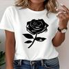 New Women's T-Shirt Black Rose Graphic Printed Casual Fashion Short Sleeve T-Shirt Soft Comfortable Summer Women Clothing