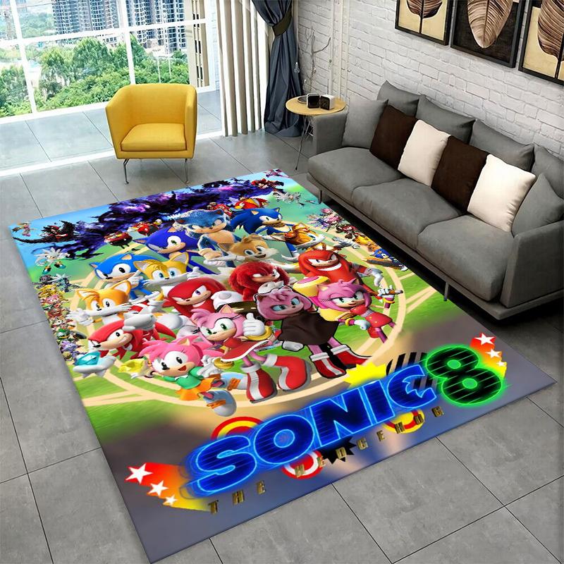 Classic S-Sonic Cartoon Game Carpet Rug for Playroom Bedroom Living Room Sofa Home Decor,kid Area Rug Non-slip Floor Mat Gift