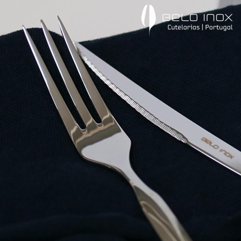 [belo inox] Platinum Silver Steak Fork