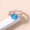 European & American Hot Style Deep Sea Blue Zirconia Open Ring for Women