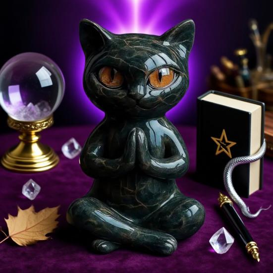 1/2 ks Figurka jógové černé kočky Meditační soška kočky Pryskyřice Sedící zvíře Socha Halloweenská stolní dekorace Ornament