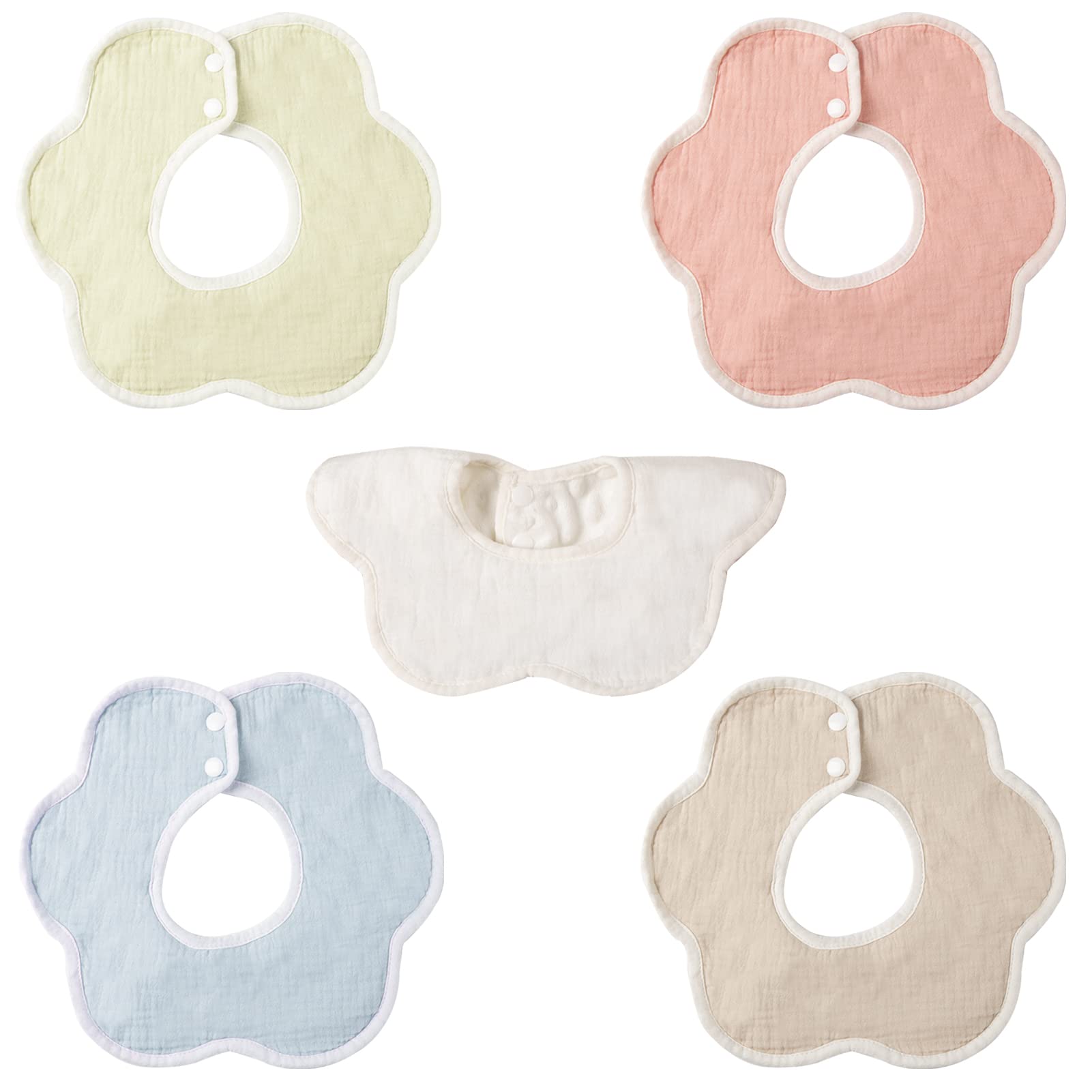 

MIPOHAM Waterproof Gauze for Baby Girls and 3D Solid Color Stylish Gift Set 1 Solid Bibs, 360°, Boys, Bibs, Breathable, Absorbent, Soft, Cotton, (5