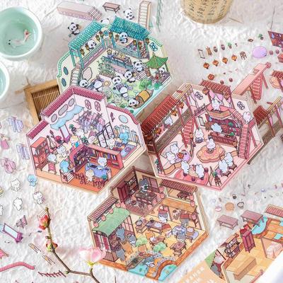 Zao Mo Ancient Style Cartoon Stickers - Jin Se Nian Hua Series Miniature Scene DIY Décor