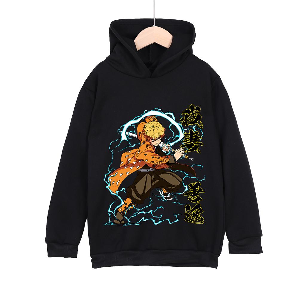 Demon Slayer Zenitsu Anime Polyester Hoodie for Kids 3-12 Boys Girls Unisex Pullover Sweatshirt Cosplay Costume