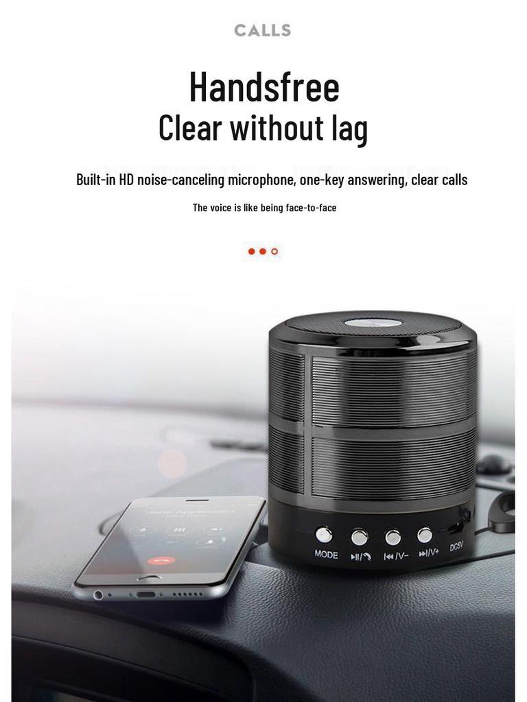 Portable Bluetooth Speaker with Shocking Bass and Card Slot - WS-887