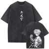 Hunter X Hunter Killua Zoldyck Graphic T-shirt Vintage Washed Anime Merch Harajuku Unisex Oversized Cotton Short Sleeve Tee Tops
