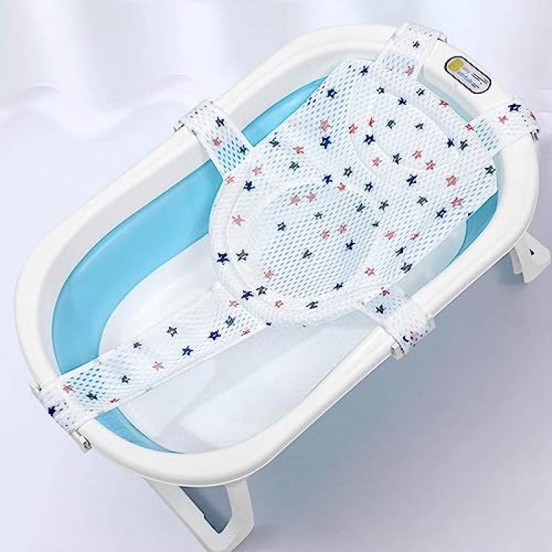 Baby Bath Seat Net, Breathable Newborn Bathtub Mesh Mat, Portable Shower Net for 0-18 Months Infants, Bathtub Safety Net