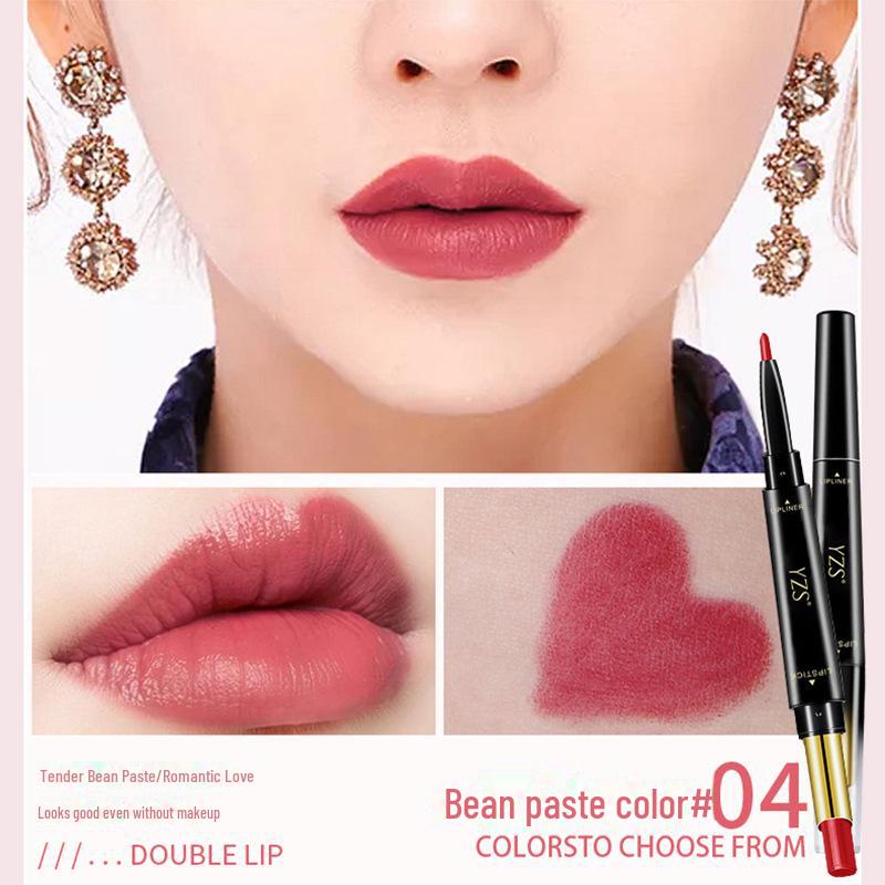 

Двусторонний карандаш для губной помады и карандаш для губ: Стойкий матовый карандаш для губ, двухсторонний дизайн, макияж, устойчивый к выцветанию.